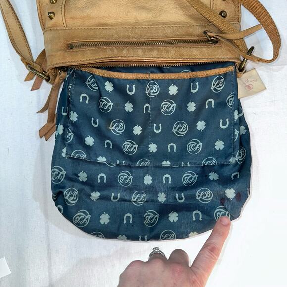 LUCKY BRAND Tan Leather Crossbody Studded Adjustable strap Boho Western Festival - Picture 11 of 14